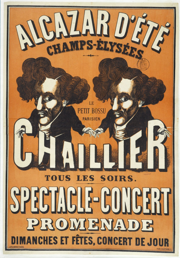 Plakat für ein Spektakelkonzert mit zwei Anzugträgern, die ernst nebeneinander stehen, Text in fetter Schrift.