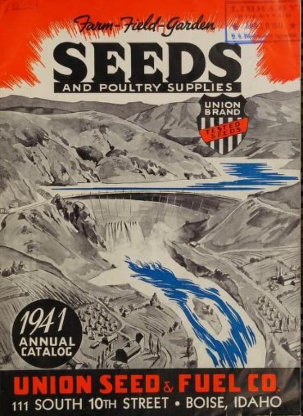 1941 Union Seed & Fuel Co. Annual Catalog cover with text "Seeds and Poultry Supplies" and a colorful illustration of seeds and poultry supplies.