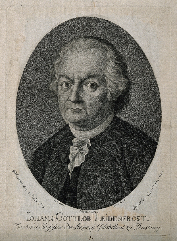 Schwarzes und weißes Portr├Ąt von Johann Gottlieb Leidenfrost, einem deutschen Komponisten.