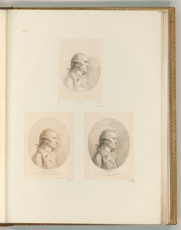 Offenes Buch mit drei detaillierten, lebensechten Porträts von George Washington, die den Betrachter anschauen, mit sichtbarem Text auf den Seiten.