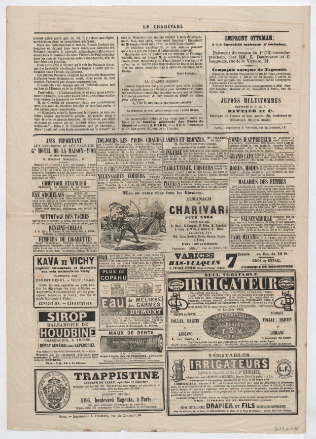 Eine Schwarz-Weiß-Zeitungsseite mit mehreren Anzeigen, die sowohl Text als auch Bilder enthalten.