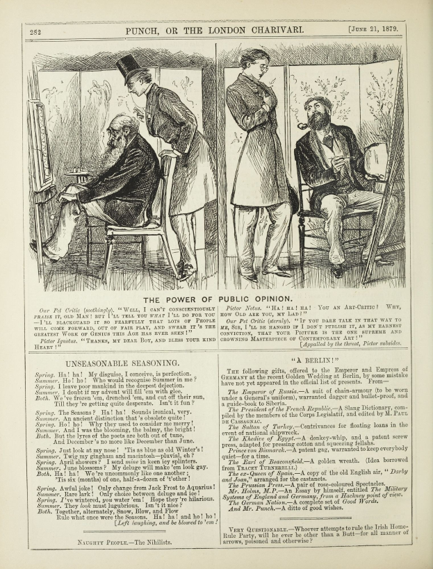 Ein altes Buchcover mit einem Mann in einem Anzug, der in einem Stuhl sitzt und nachdenklich schaut, und einer Frau, die neben ihm steht und nachdenklich aussieht, mit der Überschrift "Die Macht der öffentlichen Meinung" auf der Seite.