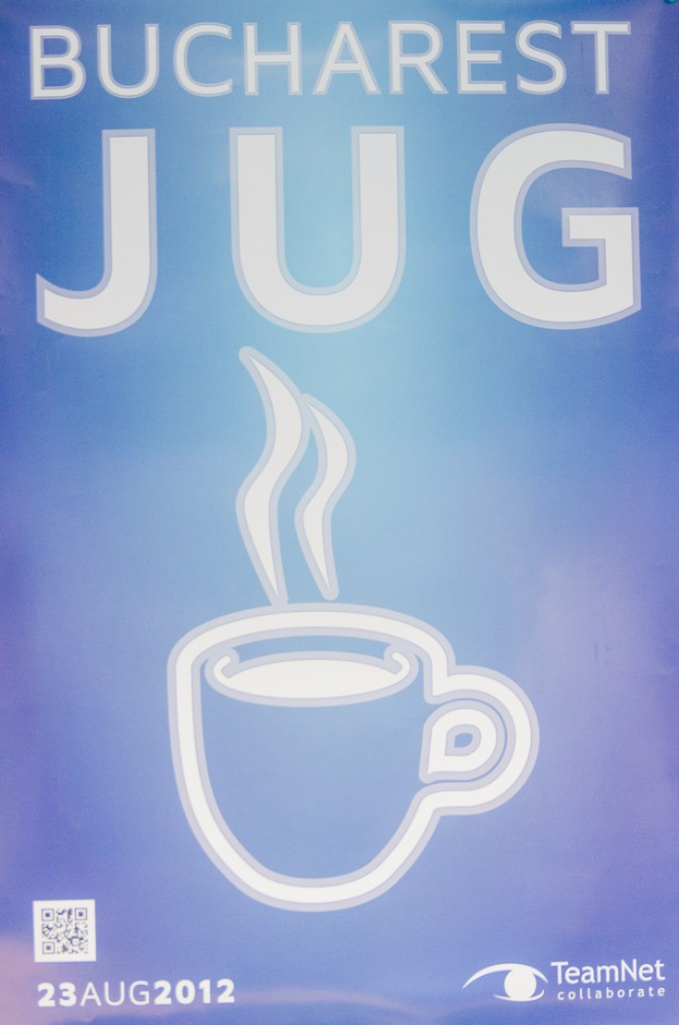 Ein Flyer mit einem Firmenlogo und einem Bild einer Tasse.