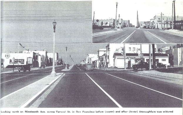 Ein Schwarz-Weiß-Kollage mit Straßen, Polen, Gebäuden, Pflanzen, Fahrzeugen, einer Flagge, Straßenlaternen und verschiedenen Objekten mit Text unten.